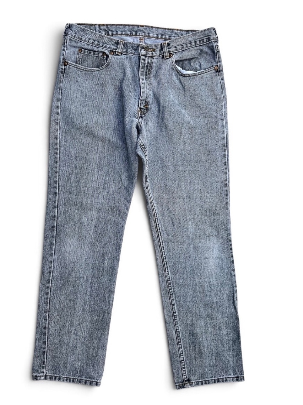 VTG Polo Ralph Lauren Authentic Dungarees Jeans Grey Wash Straight Leg 36x32